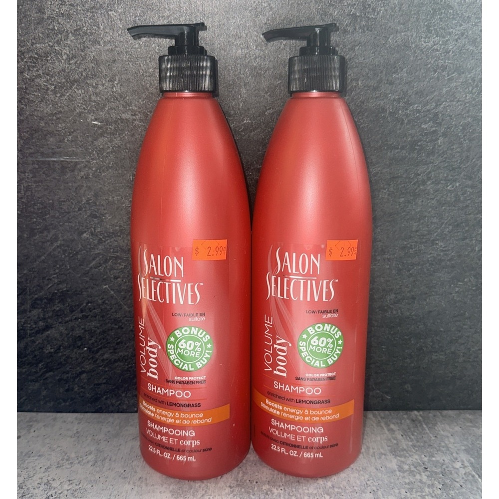2 Lot Salon Selectives Volume Body Hair Shampoo Boost Energy & Bounce